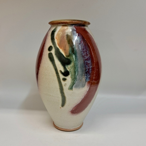 #221293 Vase Sand/Red/Blue  9.5x5 $24 at Hunter Wolff Gallery